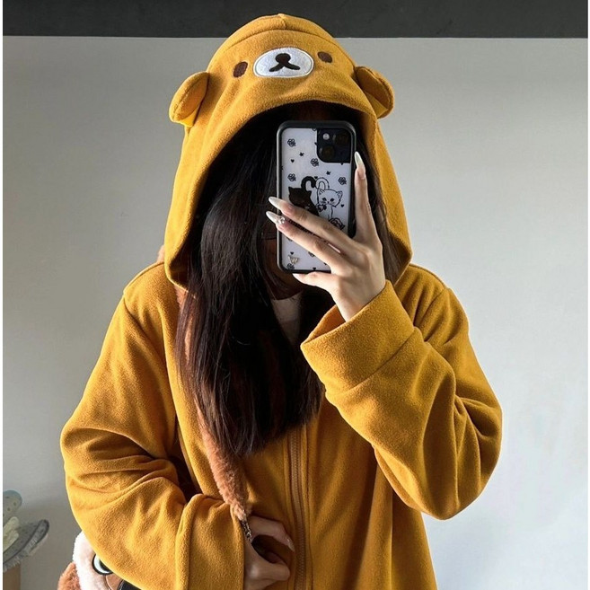 리락쿠마 후드 티셔츠 집업 파자마 코리락쿠마 겨울 후리스 잠옷 귀여운