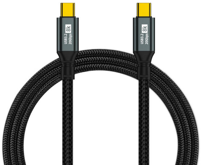 USB 3.2 GEN2 20Gbps C타입 외장 하드 메모리 데이터 고속 충전 케이블 PD 100W, 1개, 200cm, 블랙