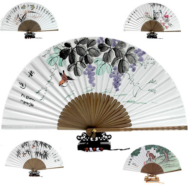 (주)파앤카코리아 직접그린 친필 접 부채, 1개, N1.친필오죽선 대 수공예접부채53형/포도+매듭