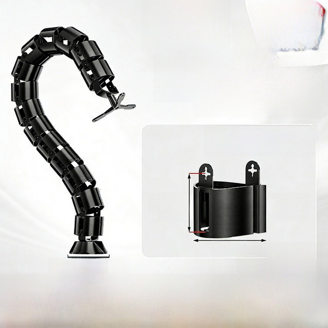 두꺼운 스네이크 파이프 사무실 책상 케이블 회의 배선 슬롯 정리함 테이블 플라스틱 숨김형, 수출 원형 스네이크 튜브 (2개입) 블랙 79cm