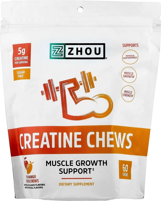 Zhou Nutrition Creatine Chews Peach Mango 60 Chews, Zhou Nutrition, Creatine Chews, 1개 - 쿠팡