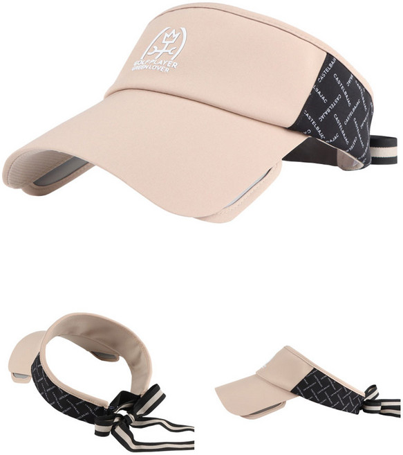 까스텔바작 라베르 리본 바이저 여성 골프모자 BWEW-GC502, 베이지
