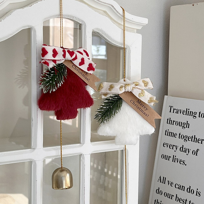페페무드 크리스마스 트리 도어벨 팬던트 성탄절 소품 인테리어 오너먼트 딸랑이 아기방 아이방 꾸미기, 화이트, 1개