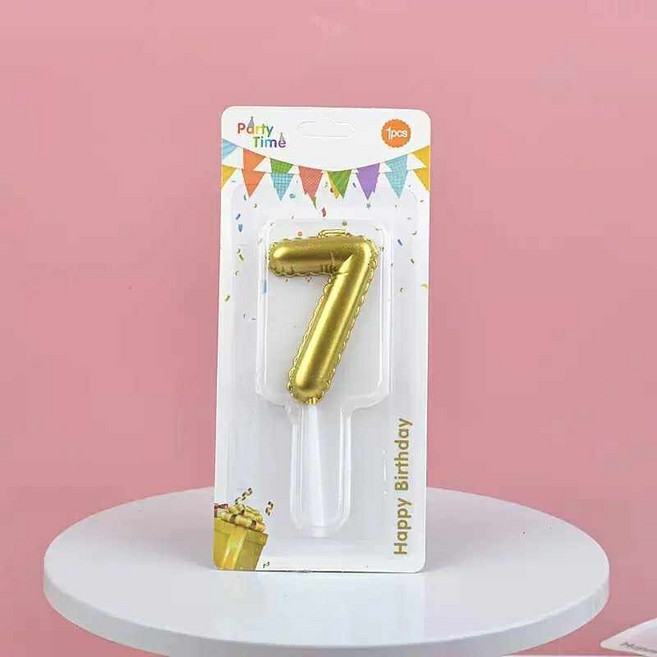 生日蠟燭 慶生蠟燭 告白蠟燭 情人節 母親節, 1個, 金色氣球數字蠟燭-7