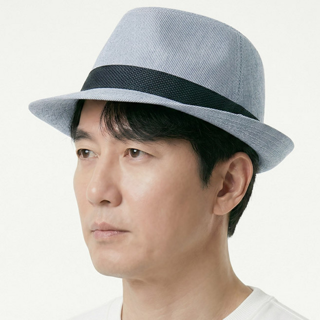 [국산] 여름 페도라 블랙엣지 심플 모노톤 중년 남성 할아버지 중절모 신사모자