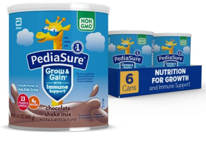 PediaSure 코코아 파우더 가루 페디아슈어 성장 및 지원 쉐이크 믹스 단백질 초콜릿 14.1온스 캔 3개 팩—24회 제공