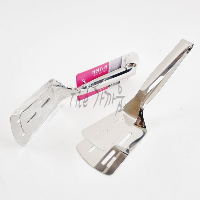 스텐 뒤집개 집게 토스트 생선 스테이크 만능 요리 집게 뒤집게, 1개, 실버