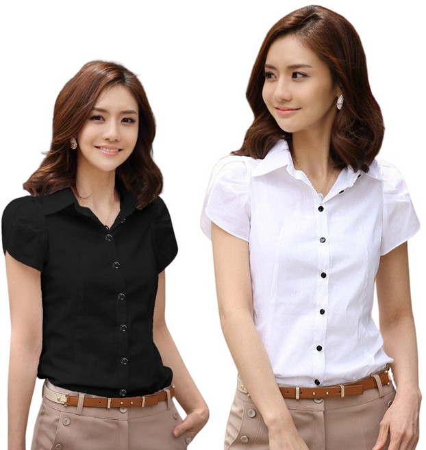 로로스키니 여성 반팔 화이트 셔츠 캐주얼 LS0630