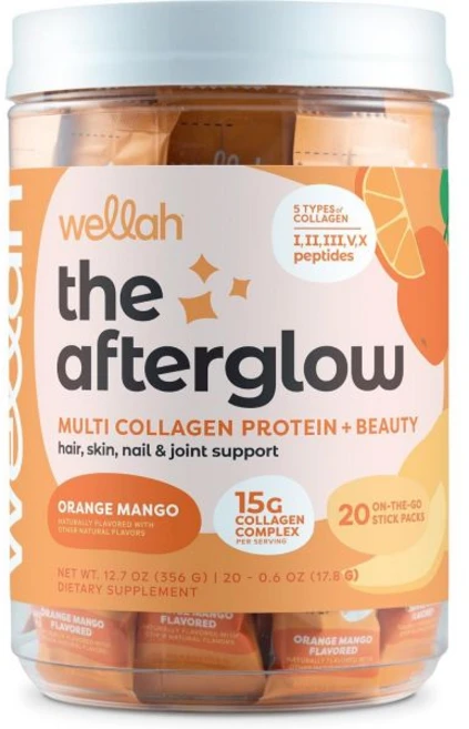 애프터글로우 멀티 콜라겐 단백질 + 뷰티(오렌지 망고) 스틱팩 20개 1회 제공량당 15G 복합체, 1개 - 쿠팡