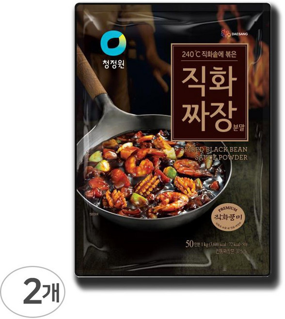 [몽둥이네마트] 청정원 직화짜장 50인분 대용량 1kg 직화불맛 그대로 직화솥에 제대로 볶은 춘장과 진한 치킨육수의 환상 콜라보 최고의선택, 2개