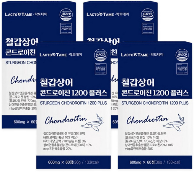 락토테미 철갑상어 콘드로이친 1200 플러스 뮤코다당 저분자 콜라겐, 4개