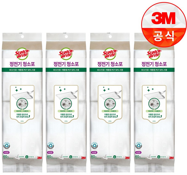 3M 스카치브라이트 정전기 청소포, 4개