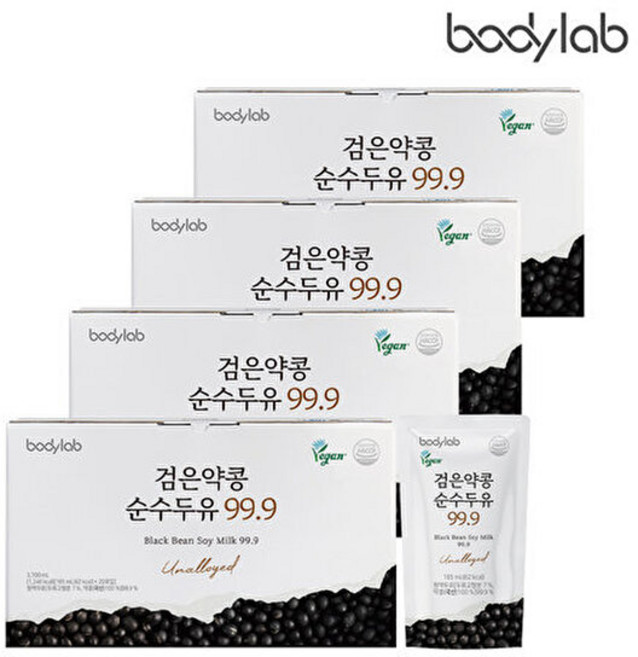 바디랩 검은약콩 순수두유99.9 20포 x 4박스 / 총80포, 185ml, 80개
