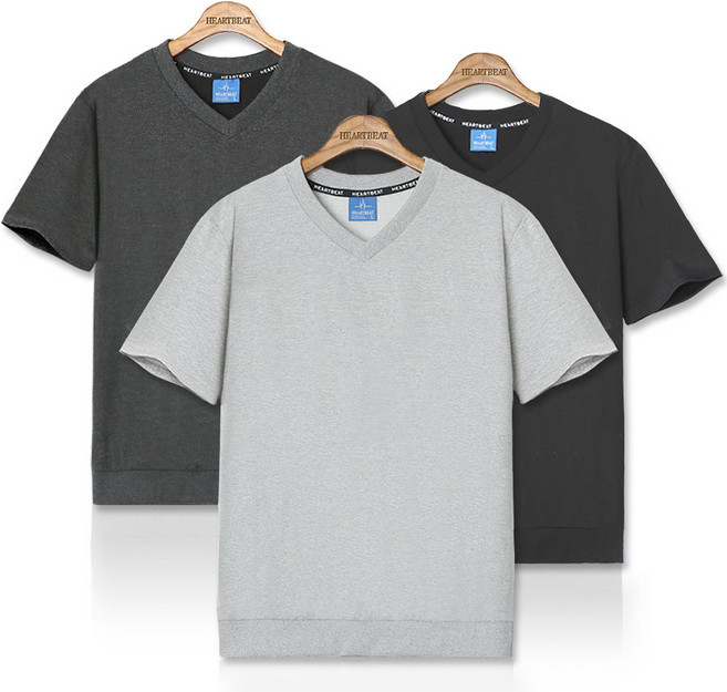 하트비트 데블론 브이넥 반팔 맨투맨 베이직핏 [국내생산]
