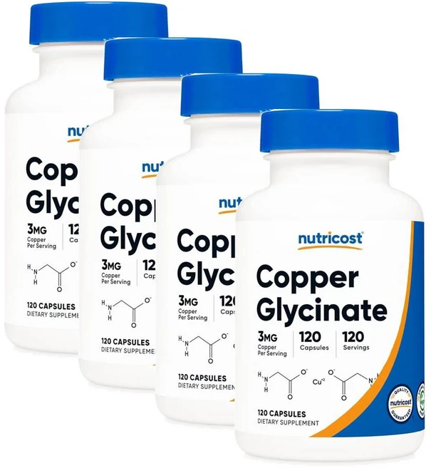 미국 뉴트리코스트 Nutricost Copper Glycinate Capsules 구리 글리시네이트 3mg 캡슐, 4개, 120정 - 쿠팡