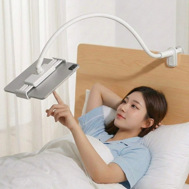 베리블루 360도 방향조절 침대 스마트폰 자바라 거치대, 1개, 화이트, JBR-75