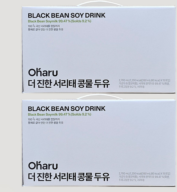 오하루 더 진한 서리태 콩물 두유, 30개, 180ml