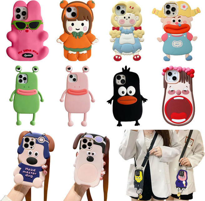 갤럭시 a17 a16 a25 a26 a35 a36 a55 a56 귀여운 캐릭터 목걸이 커플 감성 실리콘 케이스