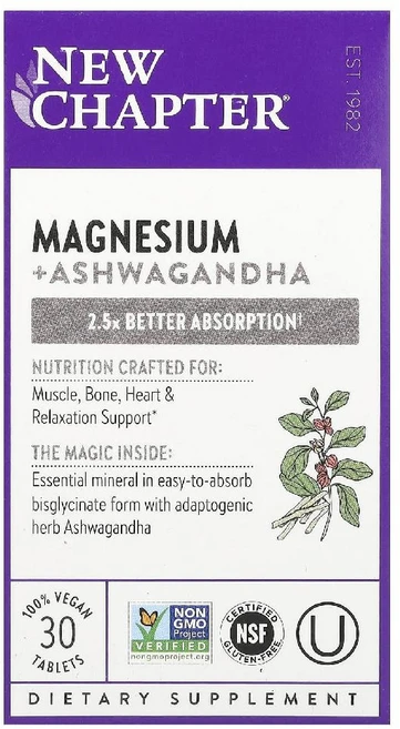 뉴챕터 마그네슘 아슈와간다 350mg Magnesium Ashwagandha 30정, 1개 - 쿠팡