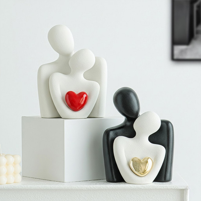 앙플러스 이쁜 신혼부부 거실 인테리어 장식 소품, 화이트+레드