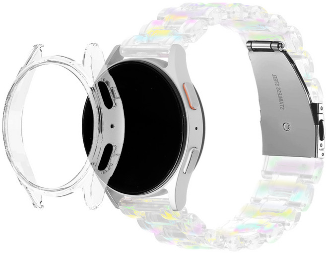 티엑스엘엑스 갤럭시워치 투명 클리어 오로라 스트랩 + 투명 풀커버 케이스 세트, 투명 오로라 세트, 1개