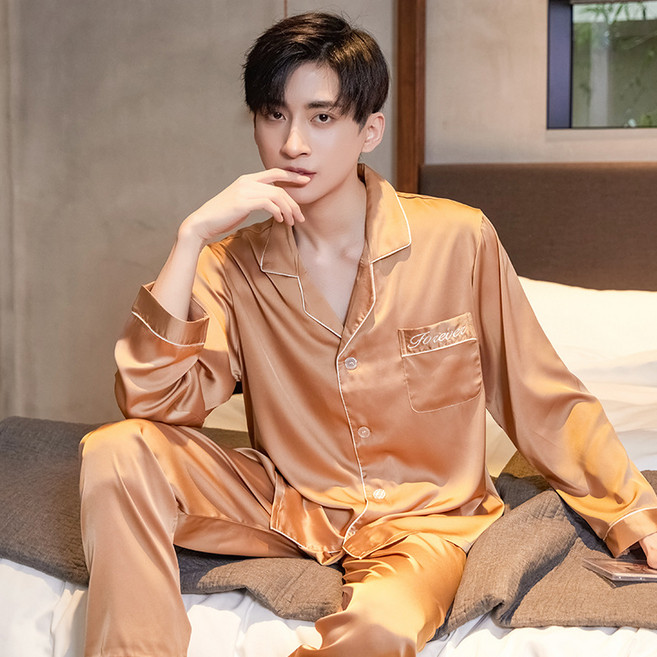 Sorfil 새틴 쉬폰 실크 커플 가운 세트