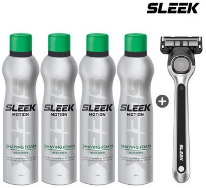 SLEEK 슬릭 모션 쉐이빙폼 210ml 4개+증정(엣지면도기)/면도용품, SLEEK 슬릭 모션 쉐이빙폼 210ml 4개+증정(엣