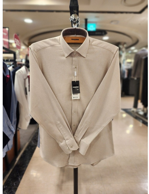 NC불광점 레노마 셔츠 #백화점 이월상품# 면100% 기모 니팅 조직 솔리드 스넵카라 일반핏 셔츠RMWSG1-054-BG