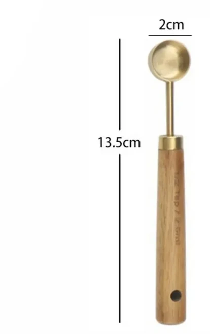 바텐딩 체중계 나무 손잡이 커피 측정 스푼 설탕 소금 향신료 스푼 골드 측정 컵 주방 액세서리, 05 2.5ml