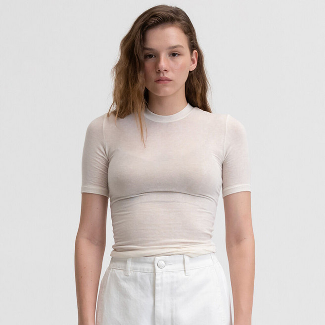 벤시몽 TENCEL WOOL HALF SLEEVE - IVORY