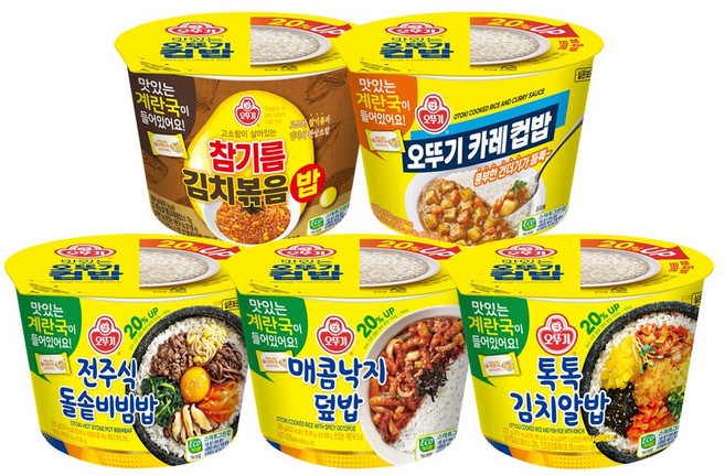 오뚜기 컵밥 5종 2개씩(톡톡김치알밥+전주식돌솥비빔밥+참기름김치볶음밥+매콤낙지덮밥+카레), 1세트, 2.71kg
