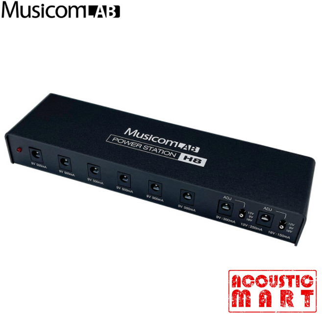 뮤지콤랩 MusicomLAB POWER STATION H8 파워 서플라이 / 기타 이펙터 전원 공급 독립접지 제로 노이즈, 1개