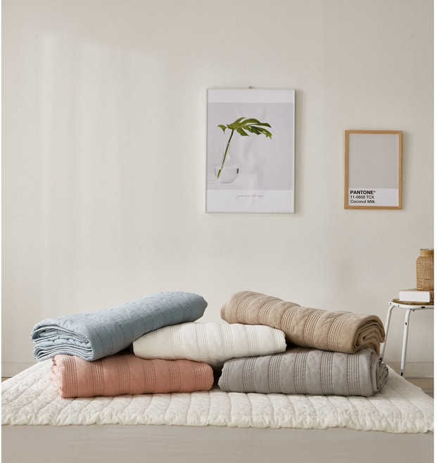 [100%천연오가닉] 국내산 순면 마인 피그먼트 여름이불 매트 패드, 핑크