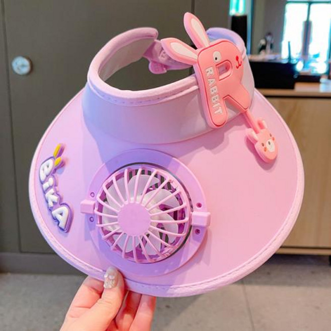 모자선풍기 선풍기모자 어린이 모자 큰 챙 냉각 충전식 팬 모자 여아 남아 태양 봄 여름 야외 조절 가능한 바이저 베이비 캡, 6) 3 - 50-54cm, 3