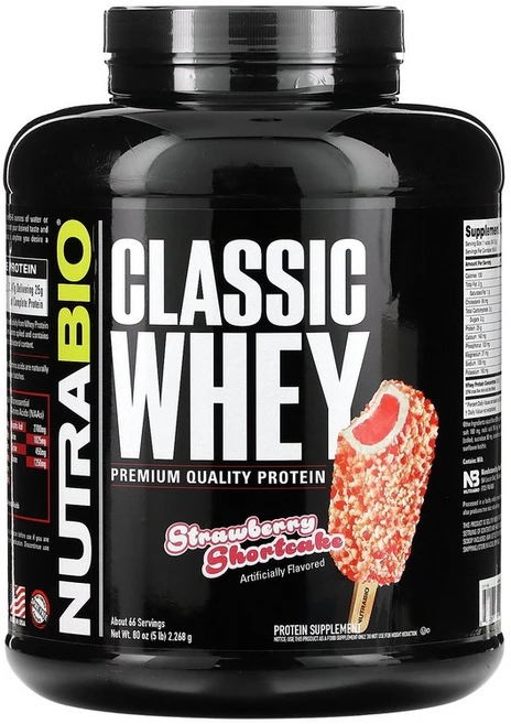 NutraBio Classic Whey Protein Strawberry Shortcake 5 lb (2 268 g), 1개 - 쿠팡