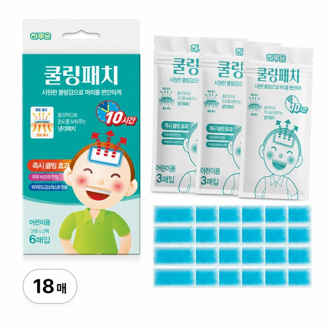 하루온 어린이 쿨링시트 6매입 1팩, 3개 - 쿠팡