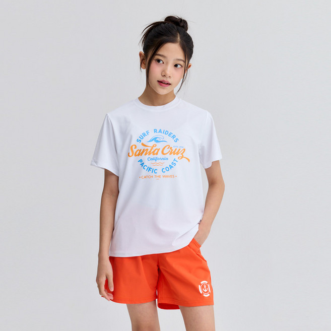 슈가비치 아동 주니어 반팔 래쉬가드+보드숏 세트 LE23-514 루즈핏 수영복 8세~17세