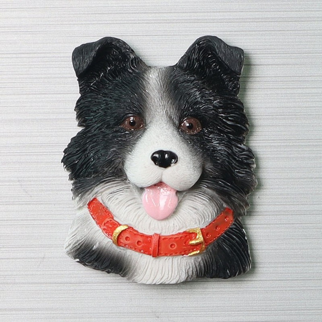 강아지 냉장고 자석 입체 시바견 얼굴 귀여운 캐릭터 부착 3D, 보더콜리