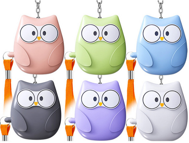 포커스 캐릭터 부엉이 호신용경보기 호신용 라이트 비상등 호신용품 여성 아동, 부엉이호신용경보기-퍼플, 1개