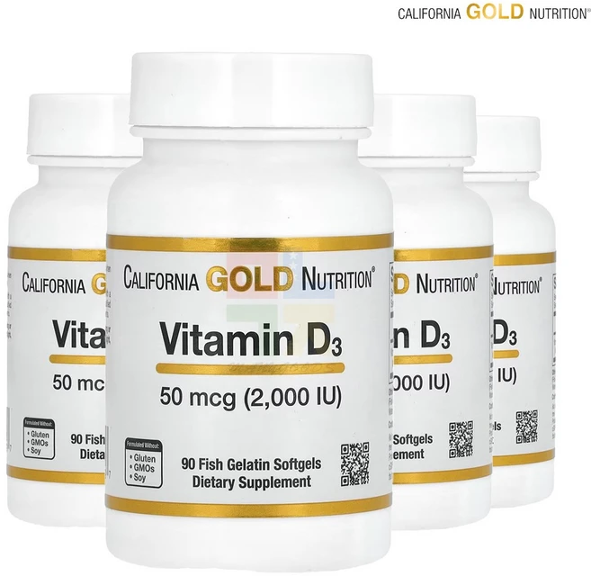 캘리포니아 골드 비타민 D3 2000IU 50mcg VitaminD3 California Gold, 90정, 4개 - 쿠팡