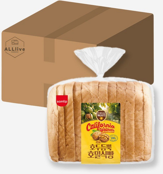 삼립 간식 빵 캘리포니아 호두듬뿍 호밀식빵, 4개, 385g