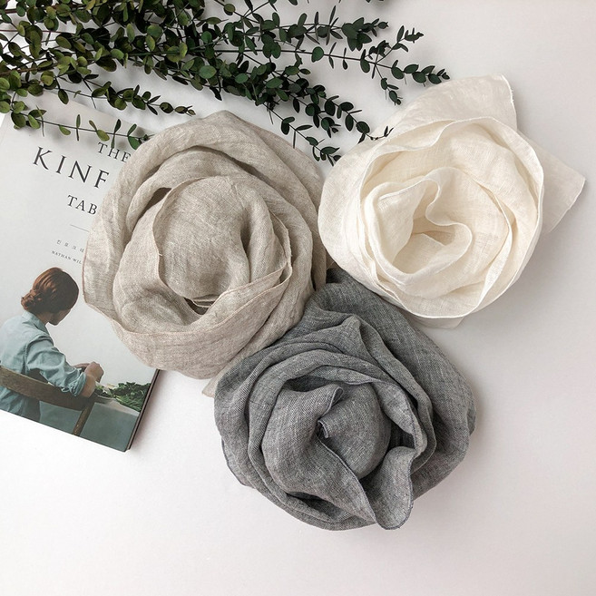 오늘발송!! 린넨스카프 여성스카프 간절기 봄 여름 가을 스카프 100% 린넨 고급 머플러 롱 여자 남성 남자 무지 단색 달라홈 자체제작