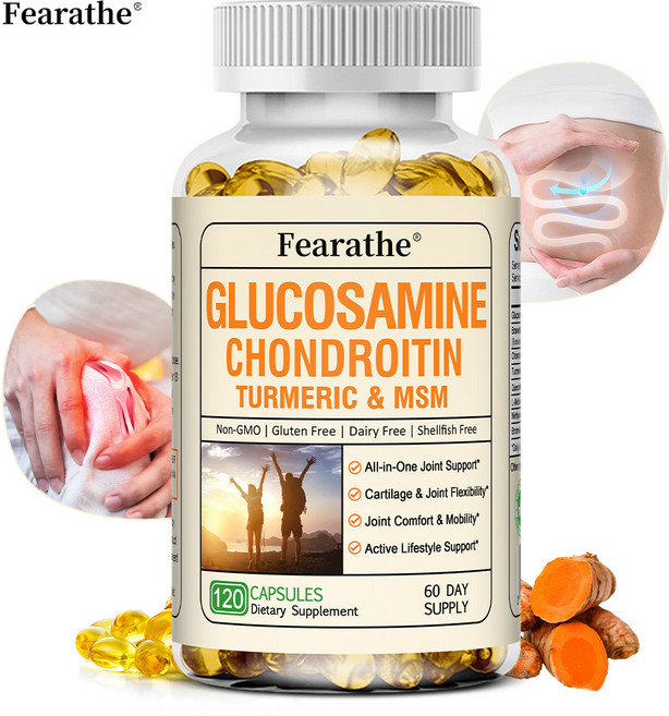글루코사민 콘드로이틴 MSM 보충제 - 남녀공용 관절건강 보충제로 글루코사민황산 유향 강황추출물 1500mg 함유 - 연골 관절건강과 유연성 유지, 1개, 120정