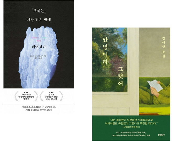 (인기도서) (표도르 도스토예프스키) 우리는 가장 밝은 밤에 헤어졌다 + (김애란) 안녕이라 그랬어 (전2권)