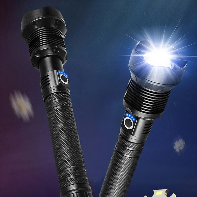 HK sell 카사딘 초강력 충전식 디스플레이 후레쉬 줌 손전등 해루질 XHP70 캠핑, 건전지 미포함