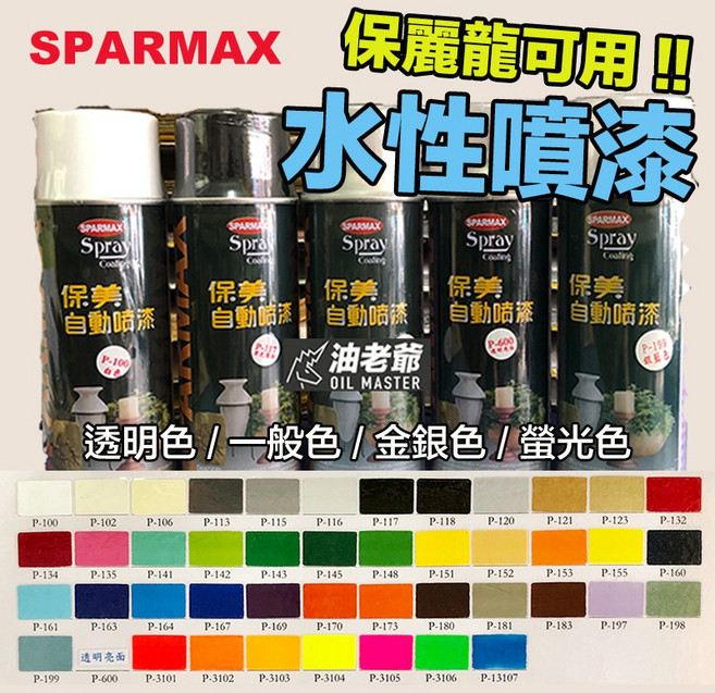 SPARMAX 保美 水性噴漆 P600 透明亮光 可噴保麗龍 珍珠板 壓克力塑膠材質 不腐蝕, 1個
