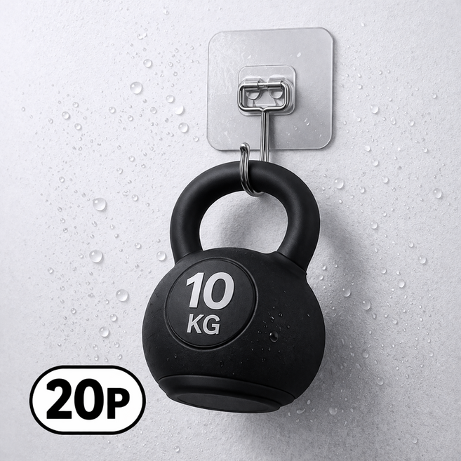 루움 초강력 무타공 접착식 후크 걸이, 투명, 20개