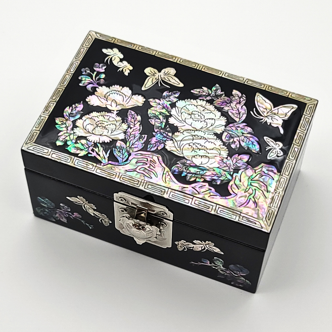 한국민예사 나전칠기 자개 검정 직거북 보석함 돌반지 보관함 외국인 선물, 04 목단