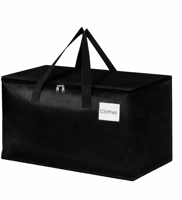 하루꿈 대용량 이사박스 이사가방 다용도 정리 파우치 이불 의류 수납 정리함 접이식 방수, 블랙, 2개