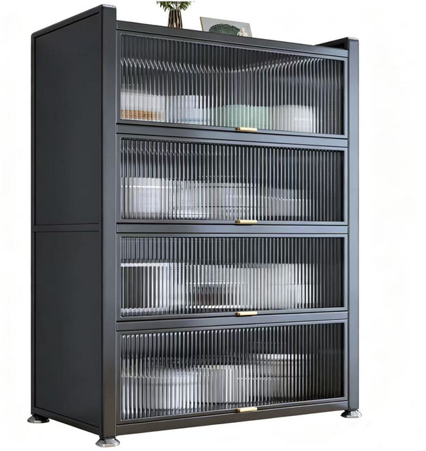 廚房置物櫃 落地多層收納碗櫃 微波爐櫥櫃 餐邊儲物櫃, 1個, 1個